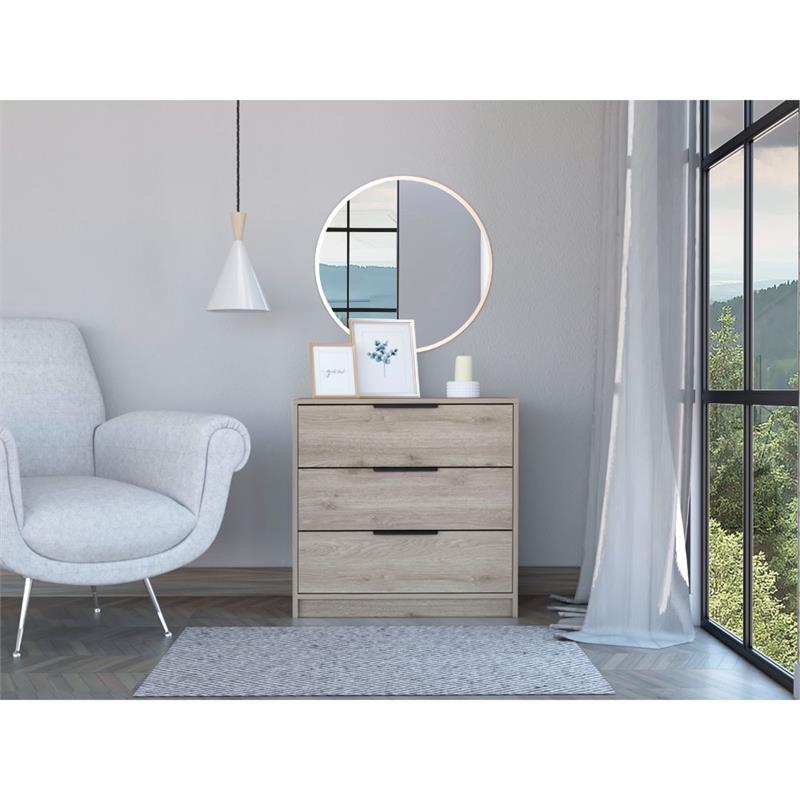 TUHOME Kaia 3 Drawers Dresser  Engineered Wood Dressers in  Gray