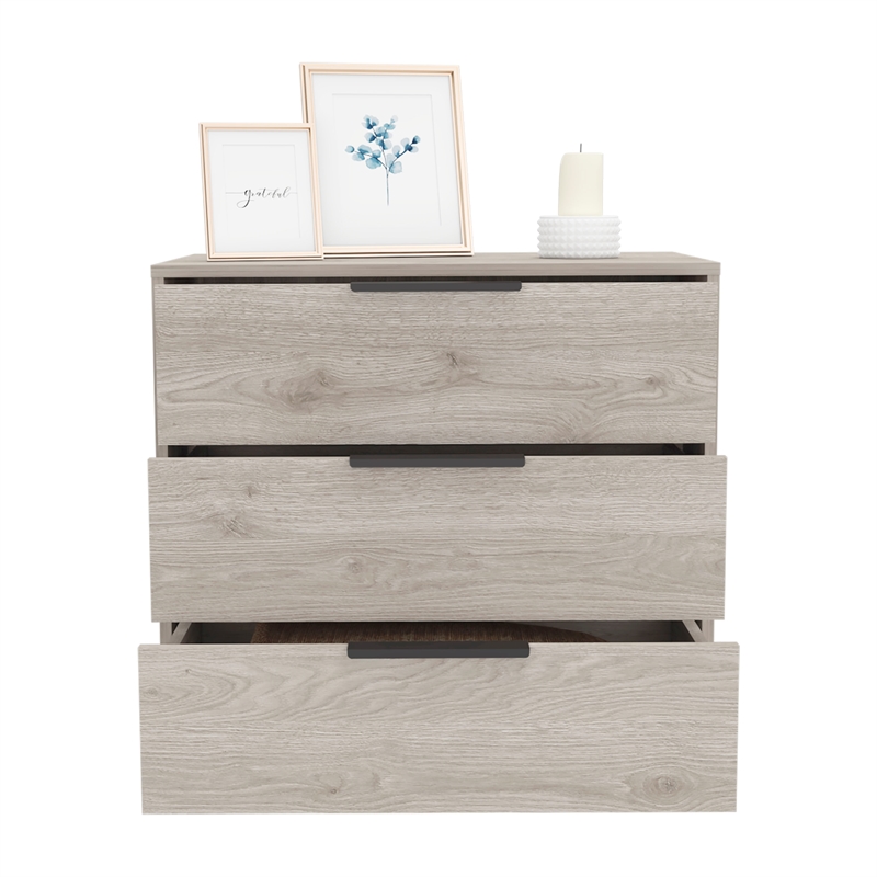TUHOME Kaia 3 Drawers Dresser  Engineered Wood Dressers in  Gray