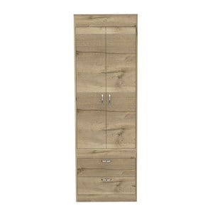 Tuhome Furniture Lisboa Engineered Wood Bedroom Armoire in Light Oak/Black