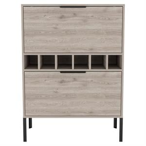 TUHOME Lyrata Bar Cabinet - Gray Engineered Wood - For Living Room