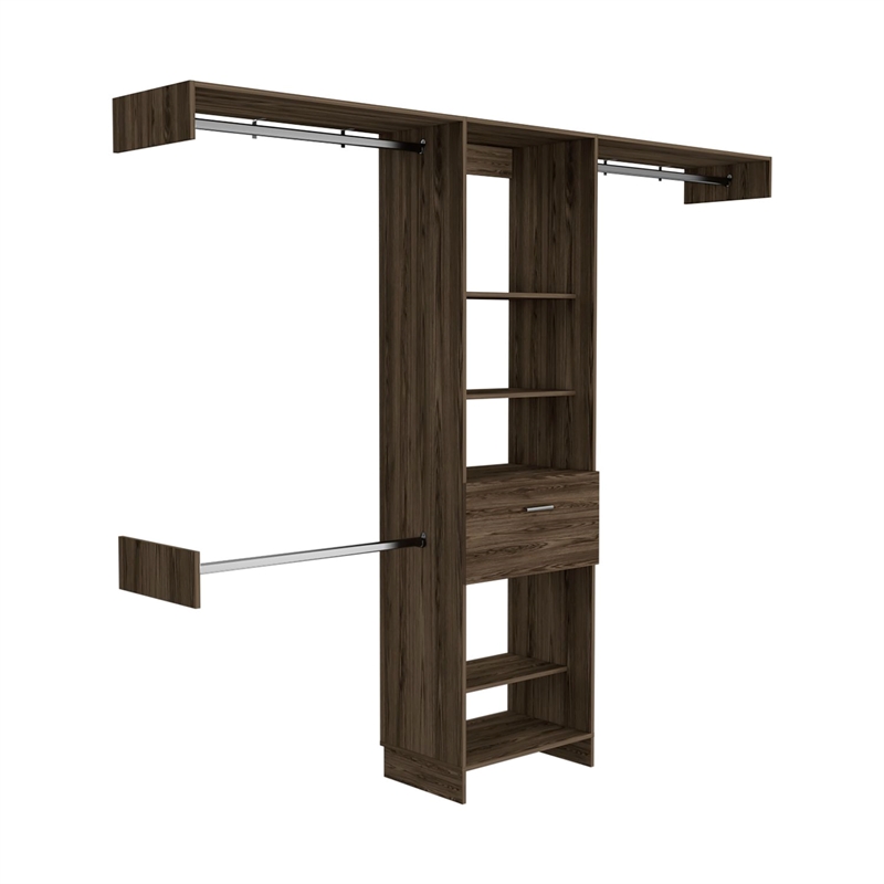 TUHOME Manchester 250 Closet System - Dark Walnut Engineered Wood