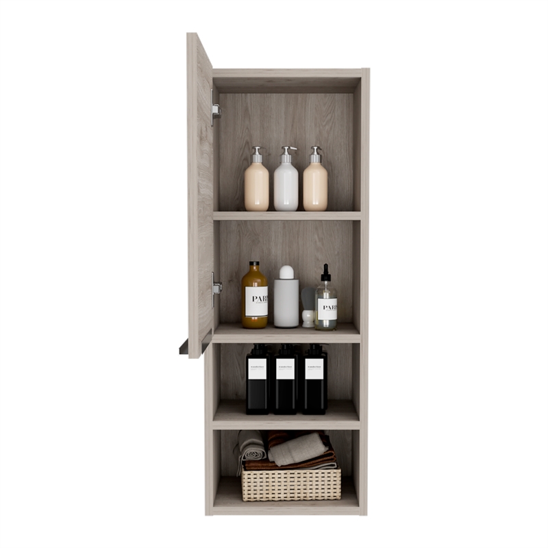 TUHOME Mila Bathroom Cabinet - Light Gray - Material Engineered Wood