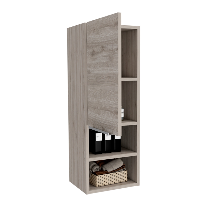 TUHOME Mila Bathroom Cabinet - Light Gray - Material Engineered Wood