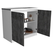 TUHOME Napoles Utility Sink Sink - White/Smoky Oak Engineered Wood