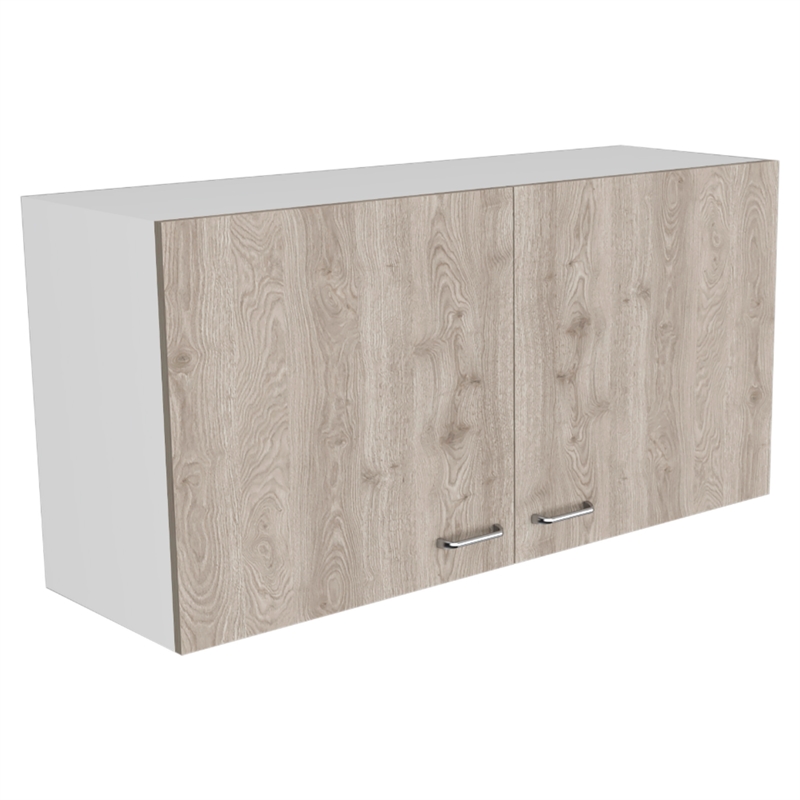 TUHOME Napoles Wall Cabinet - White/Light Gray Engineered Wood