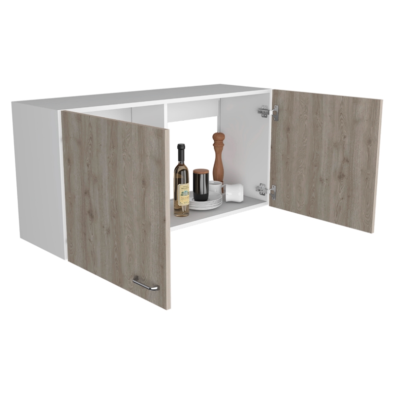 TUHOME Napoles Wall Cabinet - White/Light Gray Engineered Wood