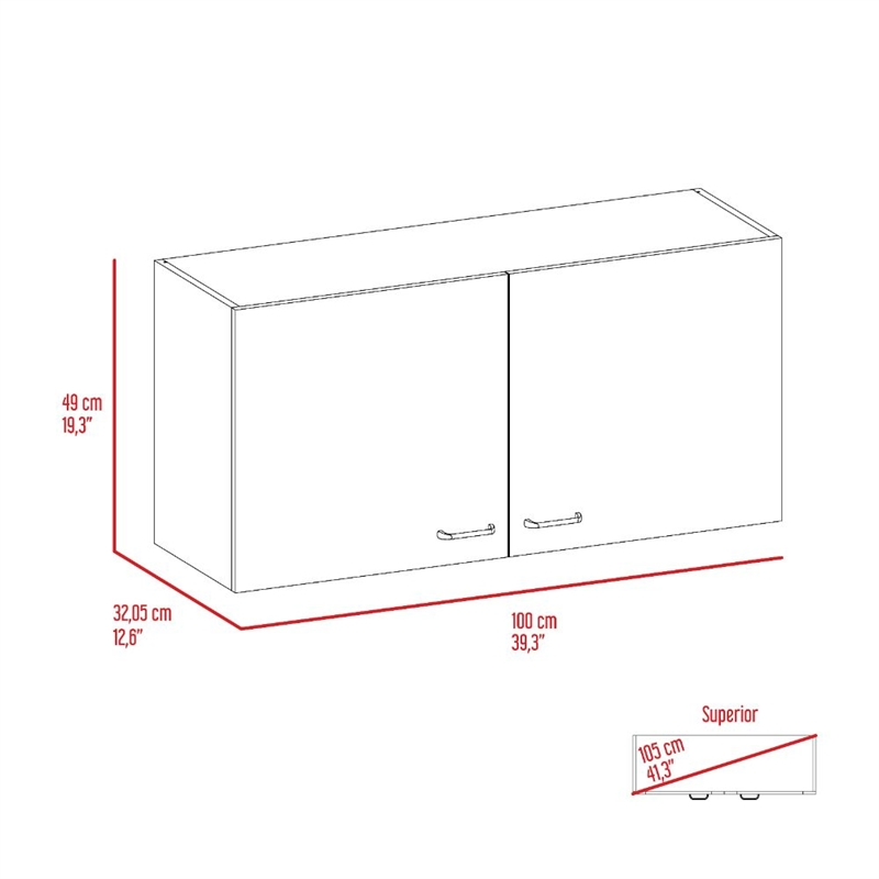 TUHOME Napoles Wall Cabinet - White/Light Gray Engineered Wood