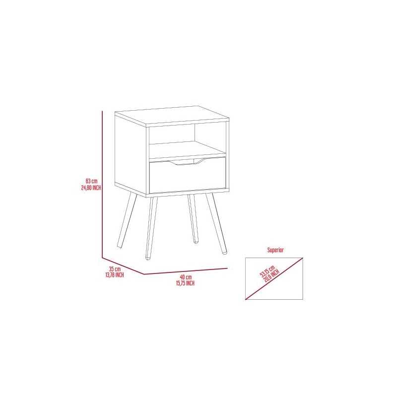 TUHOME Otom Nightstand - Color Brown - Material Engineered Wood
