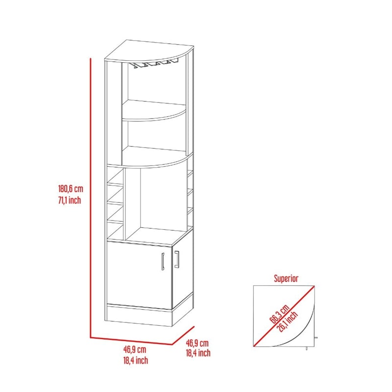 TUHOME Syrah Corner Bar Cabinet - Light Gray Engineered Wood