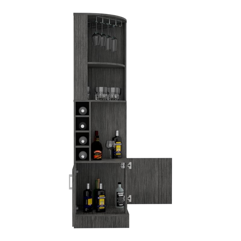TUHOME Syrah Corner Bar Cabinet - Smoky Oak  Engineered Wood