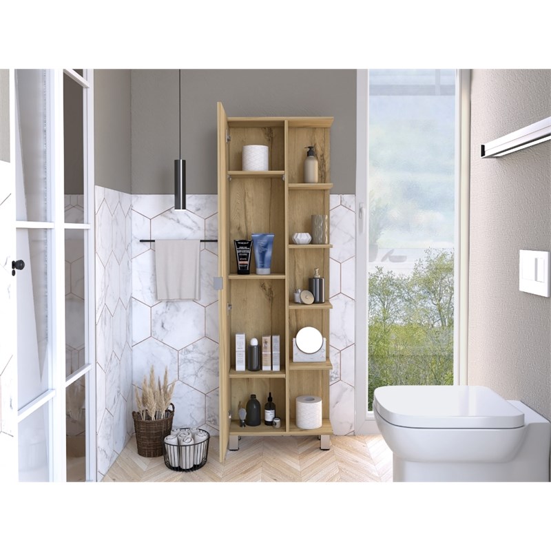 TUHOME Urano Linen Cabinet - Light Oak - Material Engineered Wood