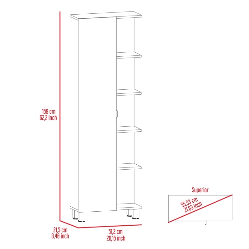 TUHOME Urano Linen Cabinet - Ash Engineered Wood - For Bathroom