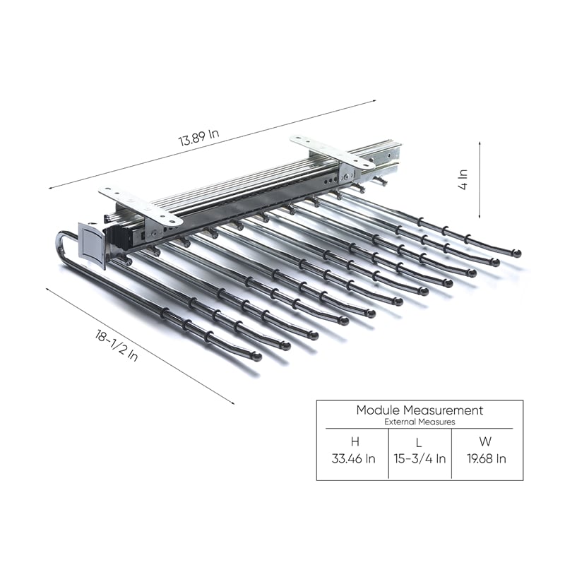 TUHOME  silver Pull Out Trousers Rack 11 Arms Clothes Organizer stainless steel