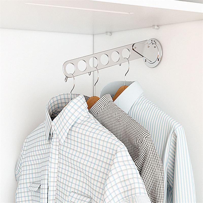 TUHOME  silver Stainless steel Clothes Rack Adjustable Angle 6 Holes (Set Of 4)
