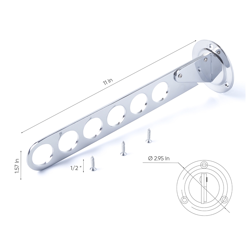 TUHOME  silver Stainless steel Clothes Rack Adjustable Angle 6 Holes (Set Of 4)