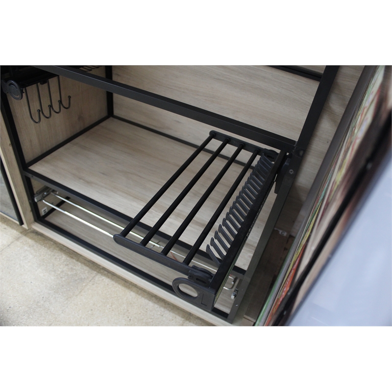TUHOME Pull Out Trouser&Tie Rack 14 Hooks And 4 Arms Black aluminum X1 Un