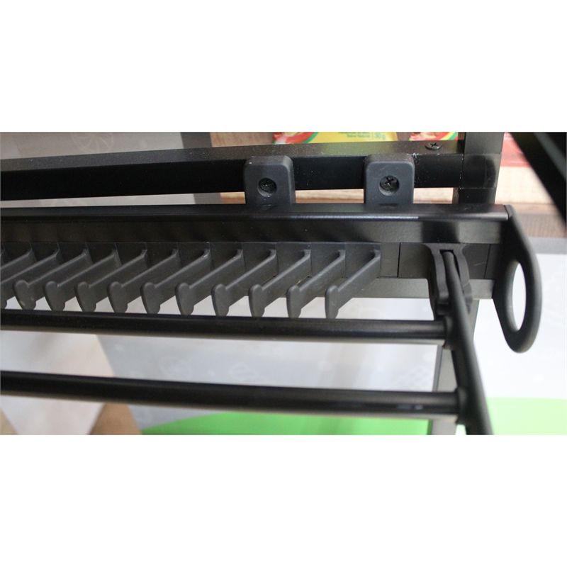TUHOME Pull Out Trouser&Tie Rack 14 Hooks And 4 Arms Black aluminum X1 Un
