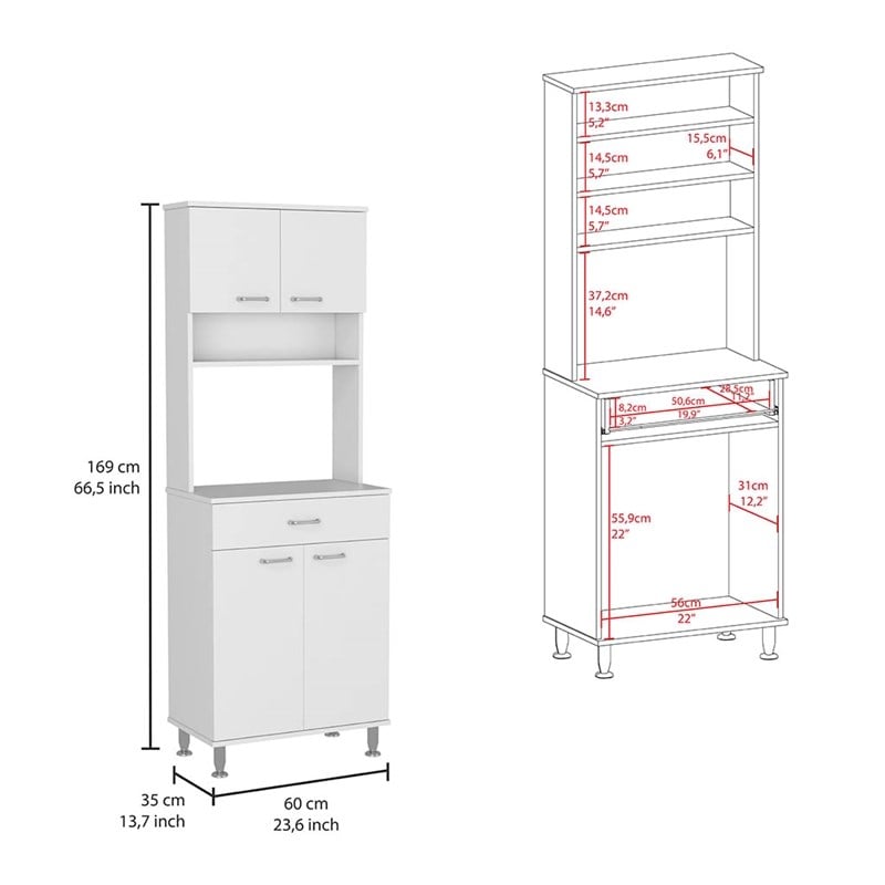 Cala 2 Piece Kitchen Set Kitchen Island and Kitchen Pantry Multi-Color