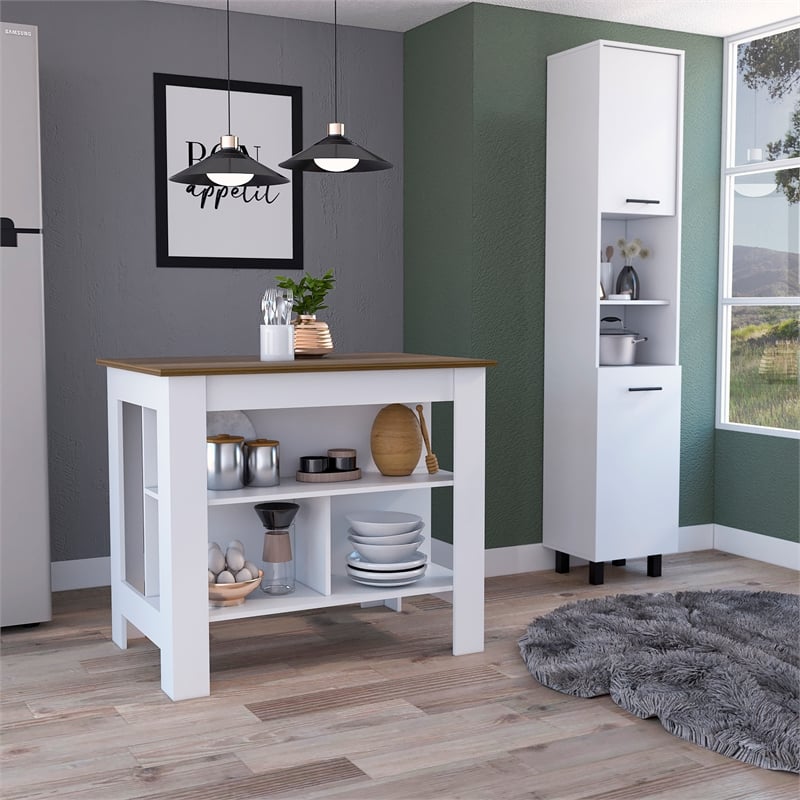 Houston 2 Piece Kitchen Set Kitchen Island and Kitchen Pantry Multi-color