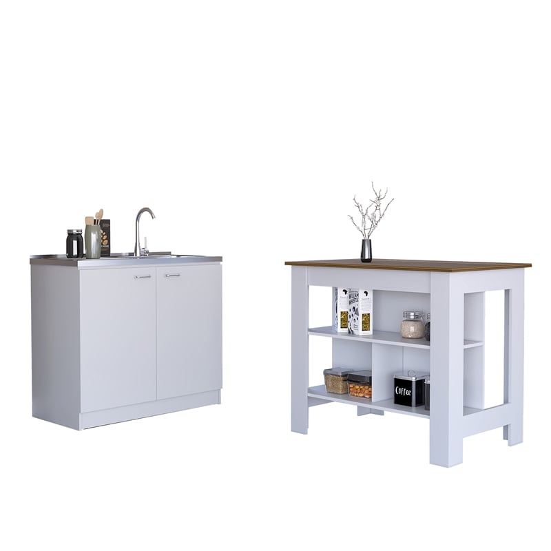 Phoenix 2 Piece Kitchen Set  Kitchen Island and Utility Sink Cabinet Multi-color