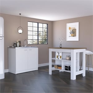 Phoenix 2 Piece Kitchen Set  Kitchen Island and Utility Sink Cabinet Multi-color