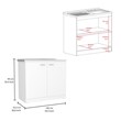 Phoenix 2 Piece Kitchen Set  Kitchen Island and Utility Sink Cabinet White Onyx