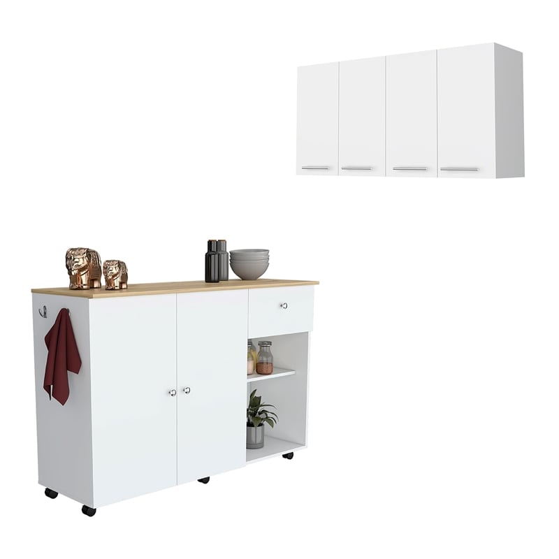 Malibu 2 Piece Kitchen Set Multi-Color Engineered Wood