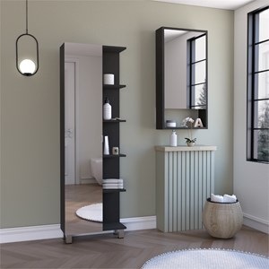 TUHOME Goshen 2 Piece Bathroom Set Black Engineered Wood