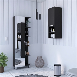 TUHOME Nashua 2 Piece Bathroom Set BlackEngineered Wood