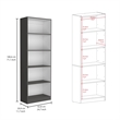 Home 2 Piece Living Room Set with 2 Bookcases Matt Gray  White