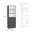 TUHOME Layton 2 Piece Living Room Set with 2 Bookcases Matt Gray  White