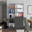 TUHOME Micco 2 Piece Living Room Set with 2 Bookcases Matt Gray  White