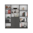 TUHOME Pooler 3 Piece Living Room Set with 3 Bookcases Matt Gray  White