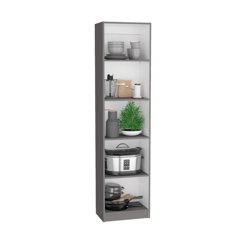 TUHOME Pooler 3 Piece Living Room Set with 3 Bookcases Matt Gray  White
