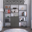 TUHOME Pooler 3 Piece Living Room Set with 3 Bookcases Matt Gray  White