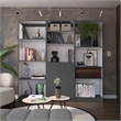 TUHOME Aynor 3 Piece Living Room Set with 3 Bookcases Matt Gray  White