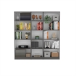 TUHOME Lutz 3 Piece Living Room Set with 3 Bookcases Matt Gray  White