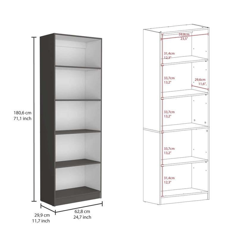 TUHOME Lutz 3 Piece Living Room Set with 3 Bookcases Matt Gray  White