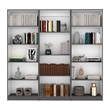 TUHOME Bartow 3 Piece Living Room Set with 3 Bookcases Matt Gray  White