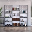 TUHOME Bartow 3 Piece Living Room Set with 3 Bookcases Matt Gray  White