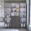 TUHOME Juno 3 Piece Living Room Set with 3 Bookcases Matt Gray  White