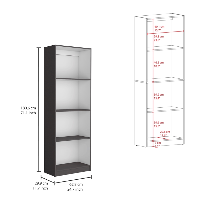 TUHOME Davie 3 Piece Living Room Set with 3 Bookcases Matt Gray  White