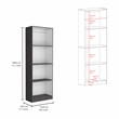 TUHOME Davie 3 Piece Living Room Set with 3 Bookcases Matt Gray  White