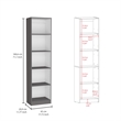TUHOME Davie 3 Piece Living Room Set with 3 Bookcases Matt Gray  White