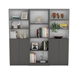 TUHOME Hialeah 3 Piece Living Room Set with 3 Bookcases Matt Gray  White