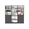 TUHOME Arbor 3 Piece Living Room Set with 3 Bookcases Matt Gray  White