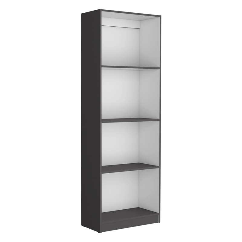 TUHOME Dixie 4 Piece Living Room Set with 4 Bookcases Matt Gray  white