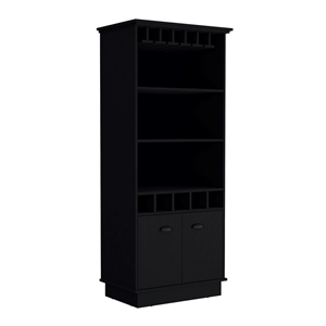 TUHOME Dundee Bar Cabinet  Black Engineered Wood