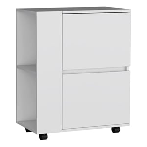 TUHOME GlasgoW Bar Cart  White Engineered Wood