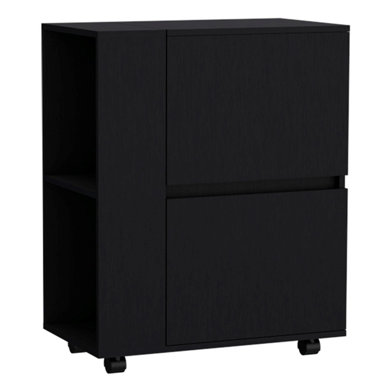 TUHOME GlasgoW Bar Cart  Black Engineered Wood